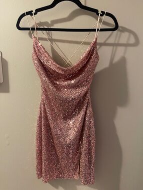 NWT Windsor Sequin Cowl Neck Slip Dress in Blush Pink medium